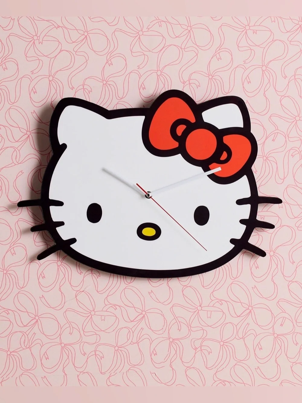 Sanrio Hello Kitty Face Wall Clock in White, Black & Red